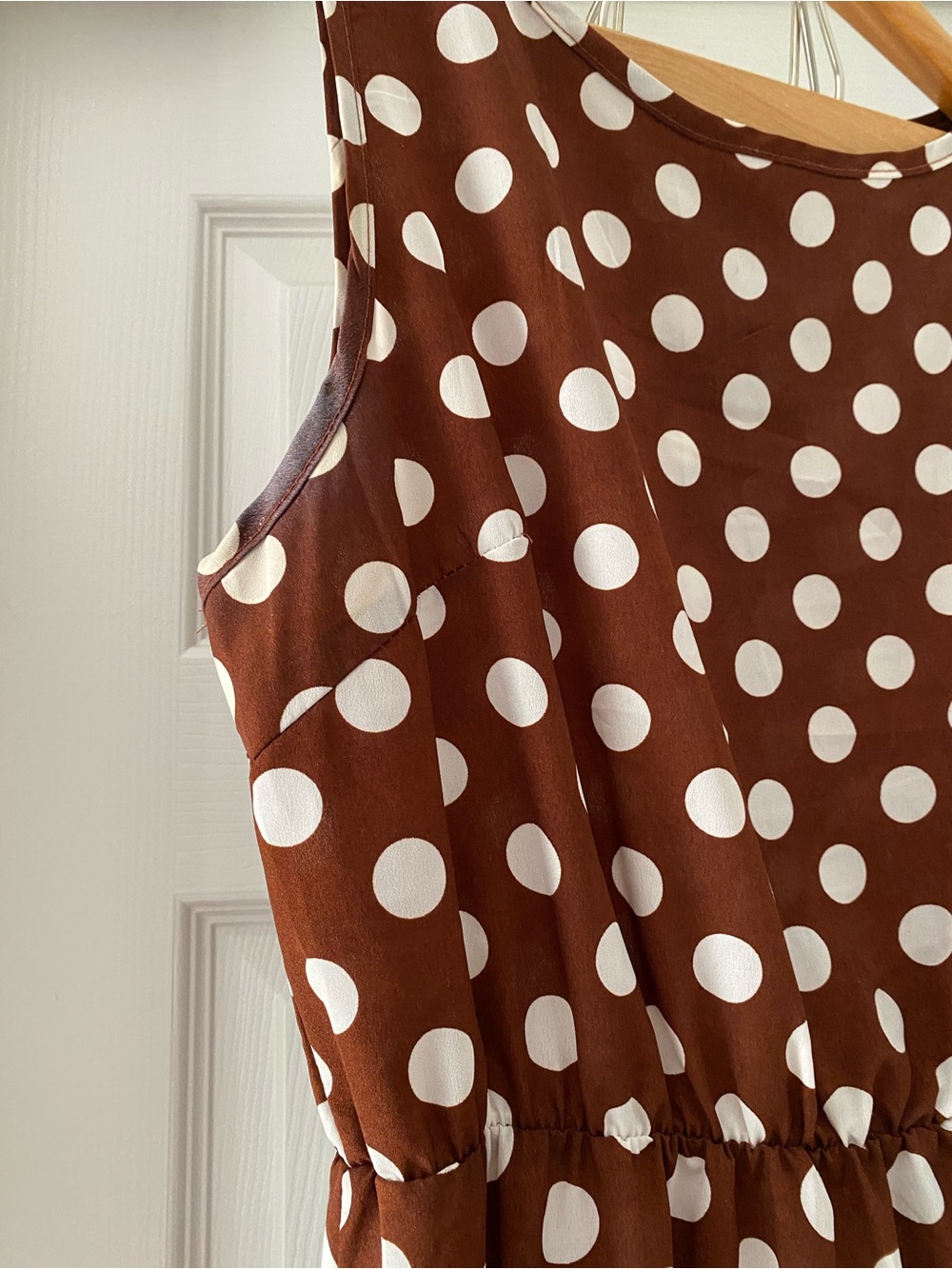 Women’s Brown Polka Dot Sleeveless Dress XL - Picture 3 of 8
